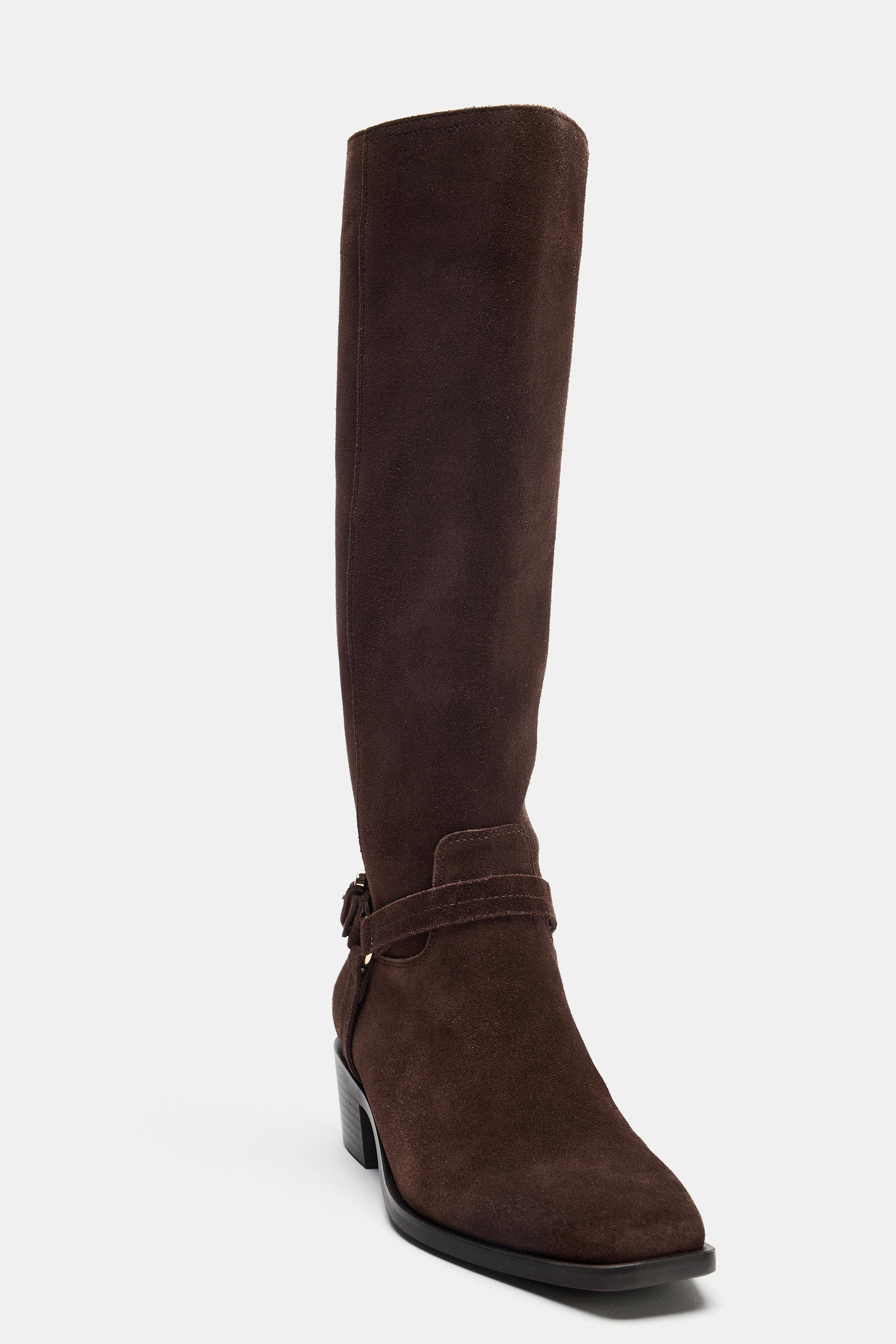 BOTTES HAUTES EN CROÛTE DE CUIR